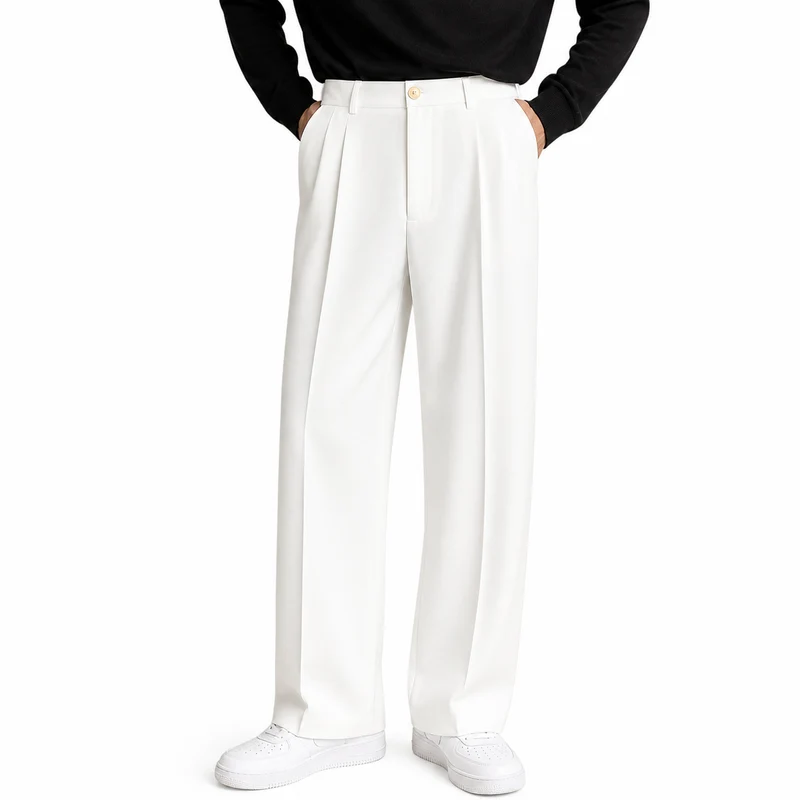Herren Hose mit geradem Bein und Frontfalten sowie Knopfverschluss
