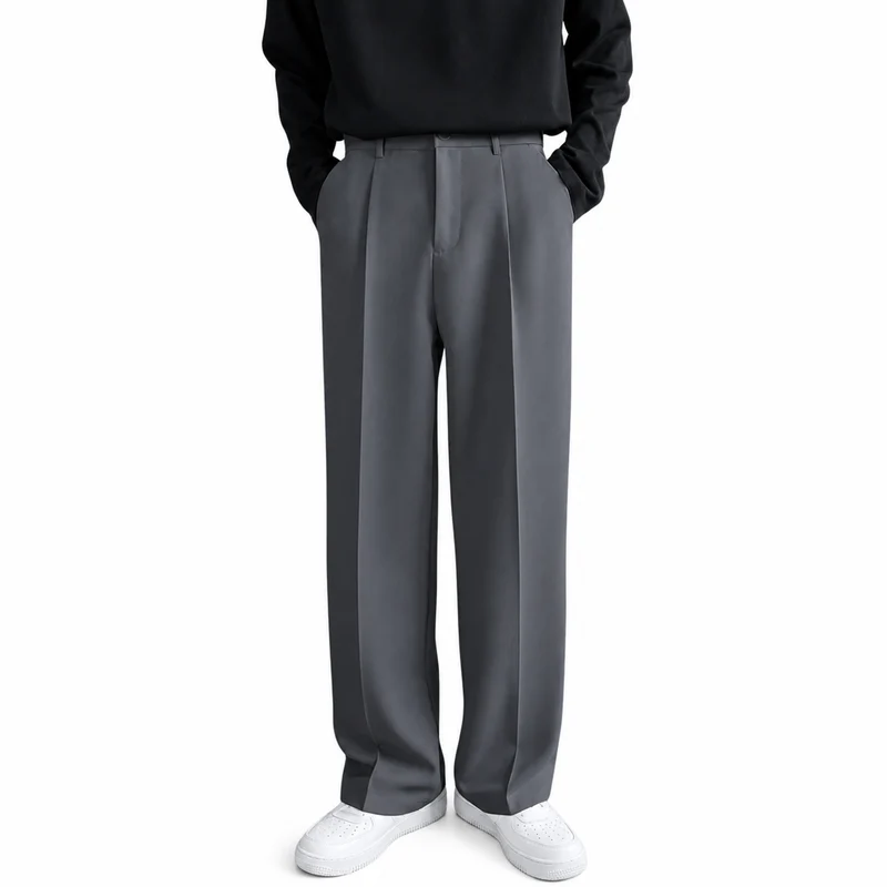 Herren Hose mit geradem Bein und Frontfalten sowie Knopfverschluss