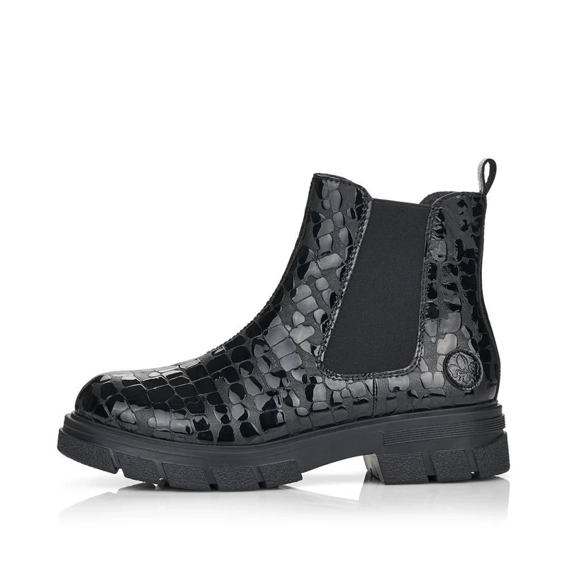 Rieker Damen-Stiefelette aus Lackleder – Schwarz
