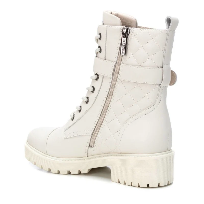 Carmela Modischer Damenstiefel aus gestepptem Leder – Ice