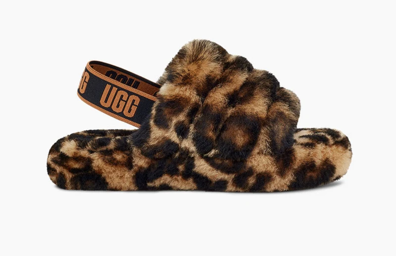 UGG Kids Fluff Yeah Panther Print Slide – Butterscotch