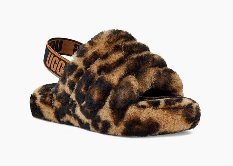 UGG Kids Fluff Yeah Panther Print Slide – Butterscotch