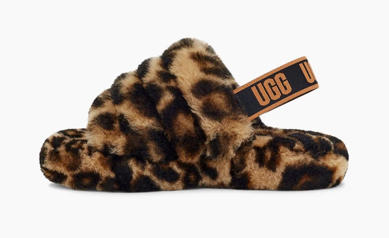 UGG Kids Fluff Yeah Panther Print Slide – Butterscotch