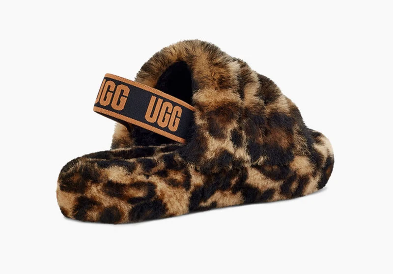 UGG Kids Fluff Yeah Panther Print Slide – Butterscotch