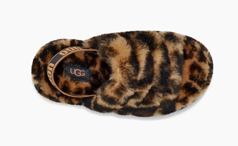 UGG Kids Fluff Yeah Panther Print Slide – Butterscotch