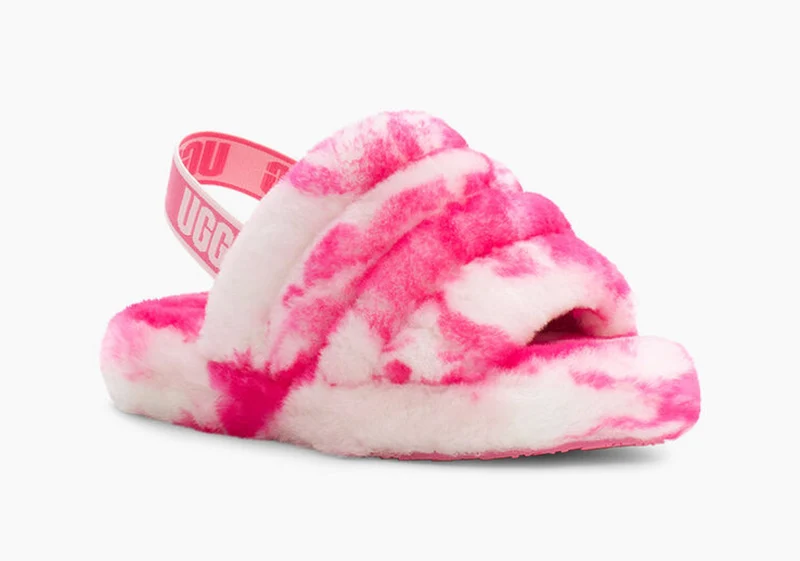 UGG Kids Fluff Yeah Marble Slide – Pink Rose / Seashell Pink