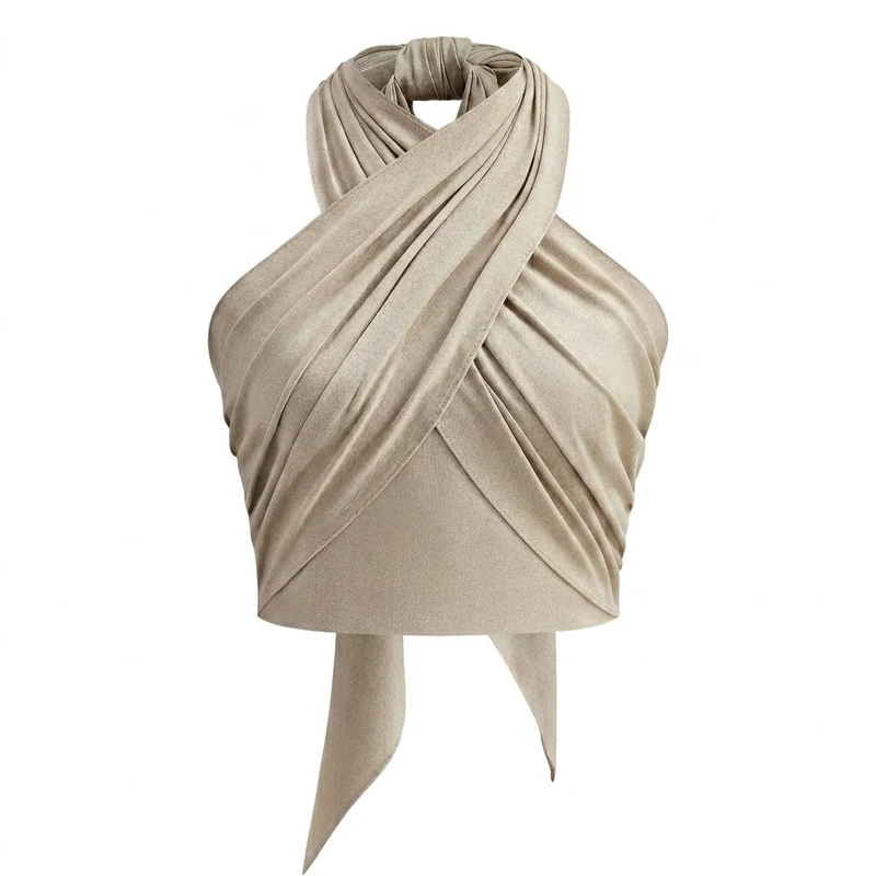 Damen-Halter-Top mit überkreuztem Ausschnitt und Wickeloptik
