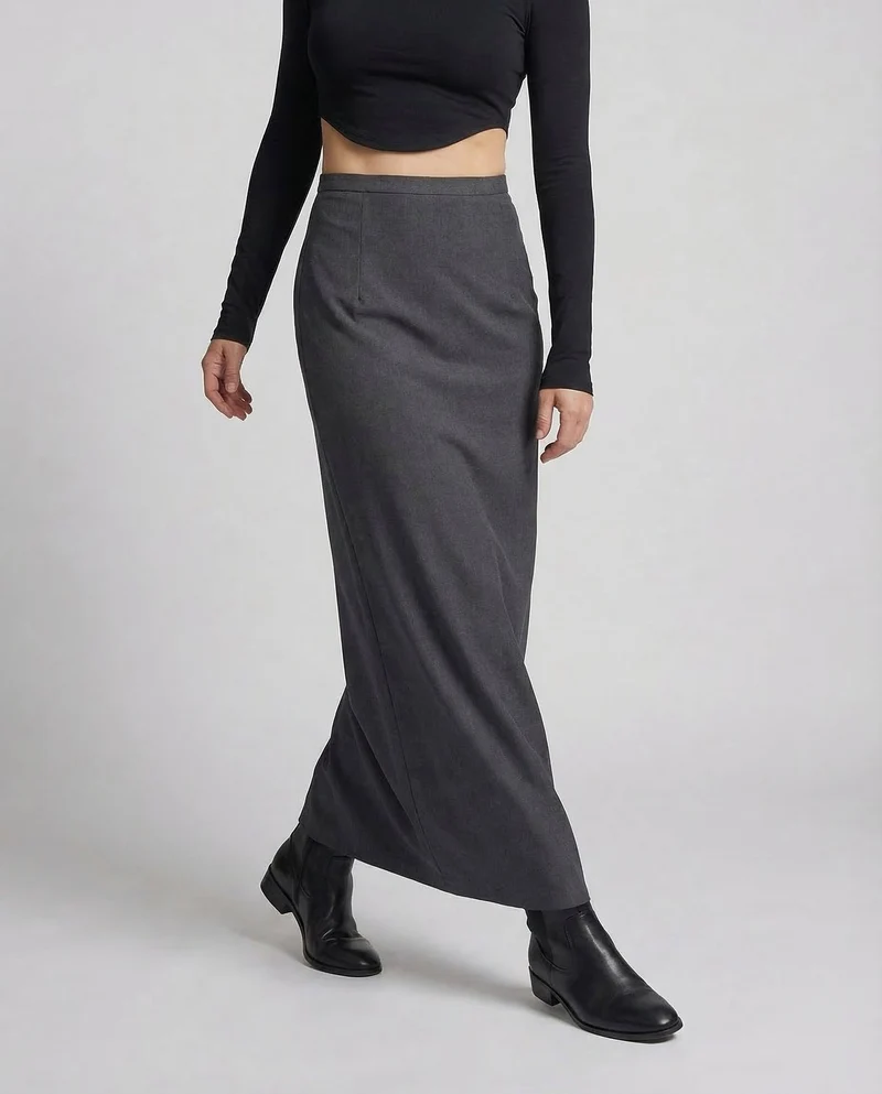 Damen langer Rock mit hohem Bund und gerader Silhouette