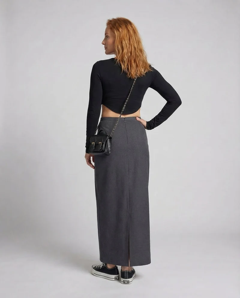 Damen langer Rock mit hohem Bund und gerader Silhouette