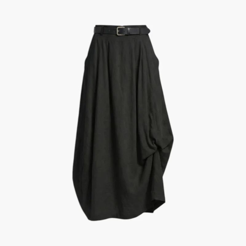 Damen Maxirock mit hohem Bund, Gürtelschlaufen und Seitentaschen