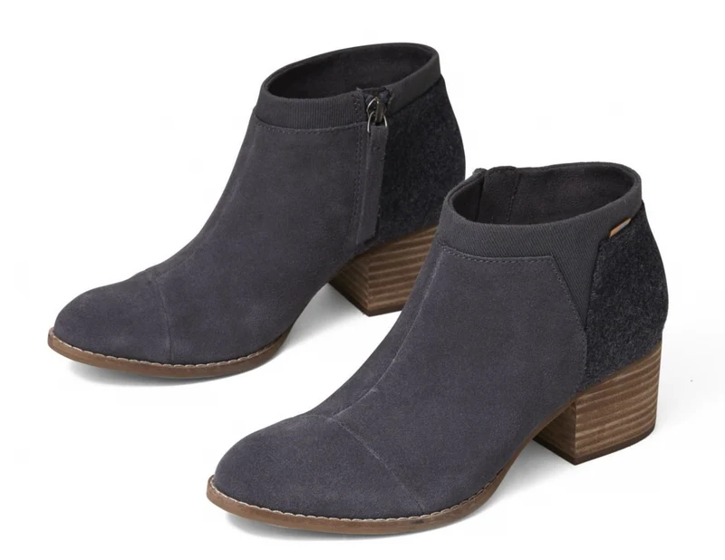 TOMS Damen Loren Stiefeletten – Graues Wildleder / Filz