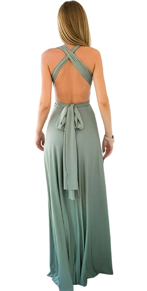 Damen Maxikleid mit überkreuztem Halsteil