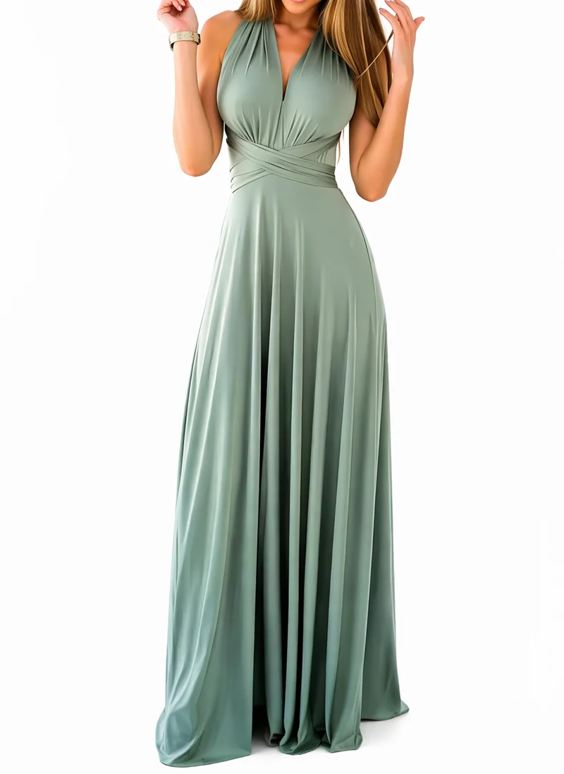 Damen Maxikleid mit überkreuztem Halsteil