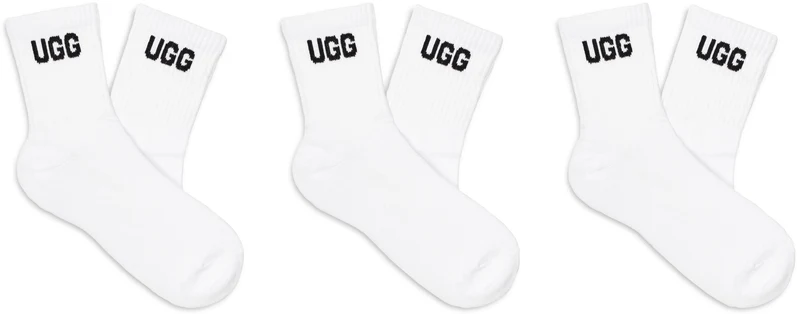 UGG Damen-Logo-Crew-Socken (3er-Pack) – Weiß