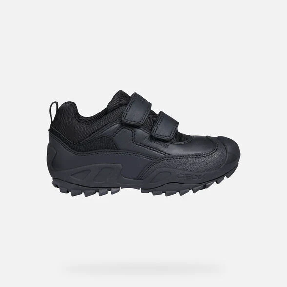 Geox Kinder Savage Abx Schulschuhe aus Glattleder – Schwarz