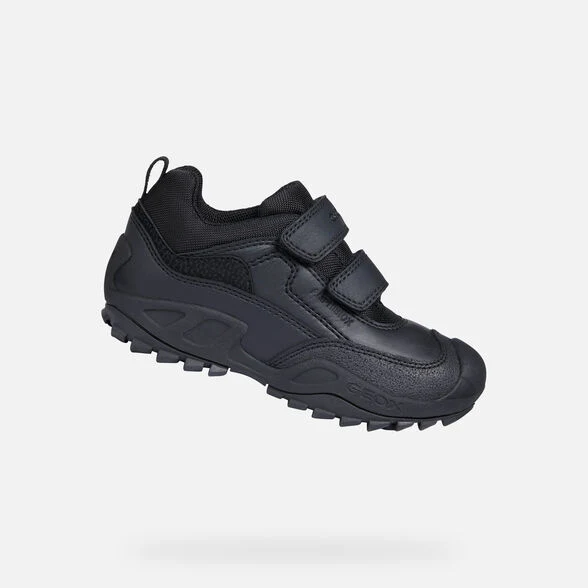 Geox Kinder Savage Abx Schulschuhe aus Glattleder – Schwarz