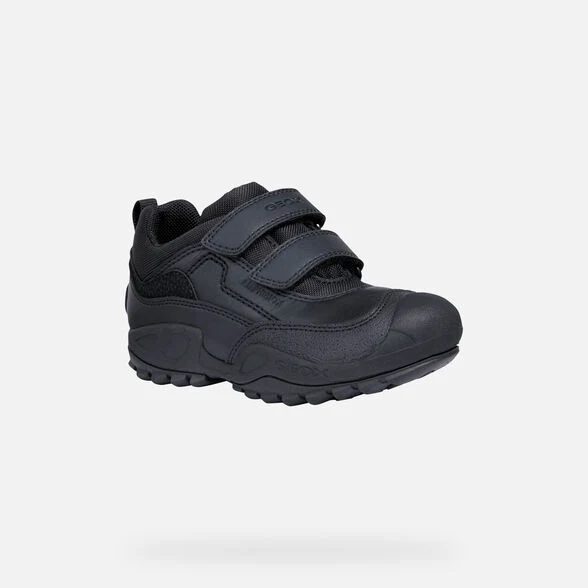 Geox Kinder Savage Abx Schulschuhe aus Glattleder – Schwarz