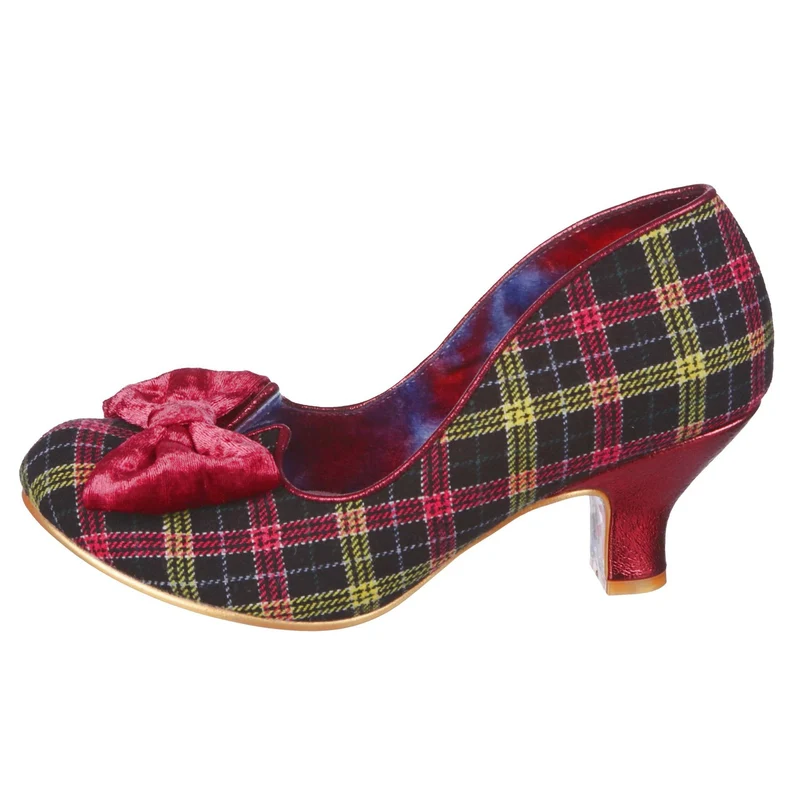 Irregular Choice Damen Dazzle Razzle Mid Heel – Bordeaux Check