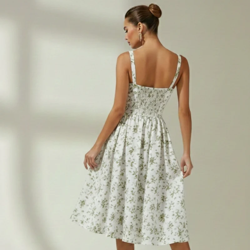 Damen Midikleid mit Herz-Ausschnitt und Trägern
