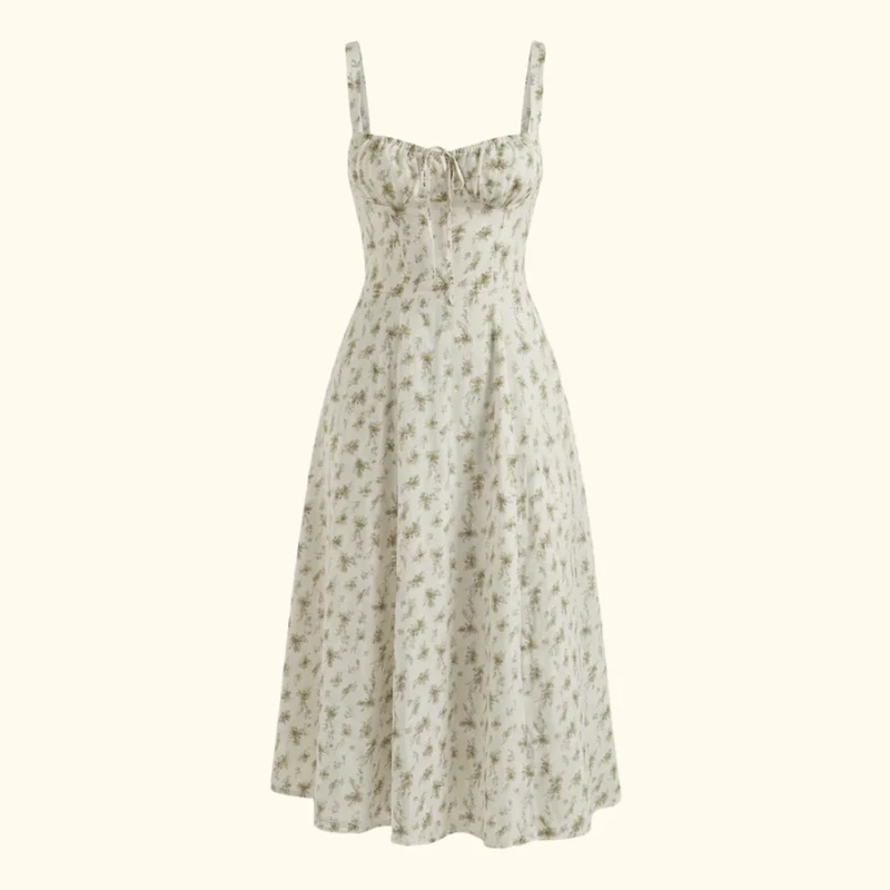 Damen Midikleid mit Herz-Ausschnitt und Trägern