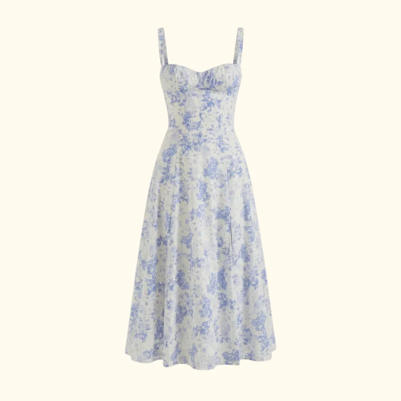 Damen Midikleid mit Herz-Ausschnitt und Trägern