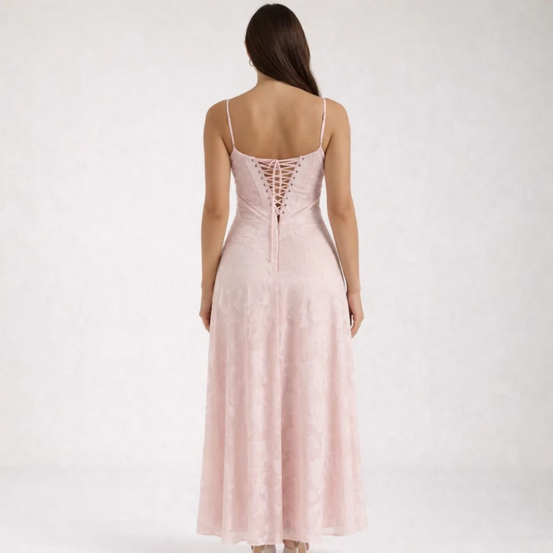 Damen Maxikleid mit Herz-Ausschnitt und Trägern