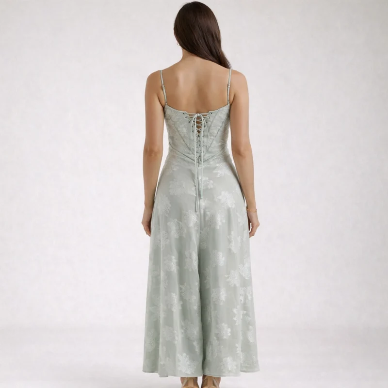 Damen Maxikleid mit Herz-Ausschnitt und Trägern