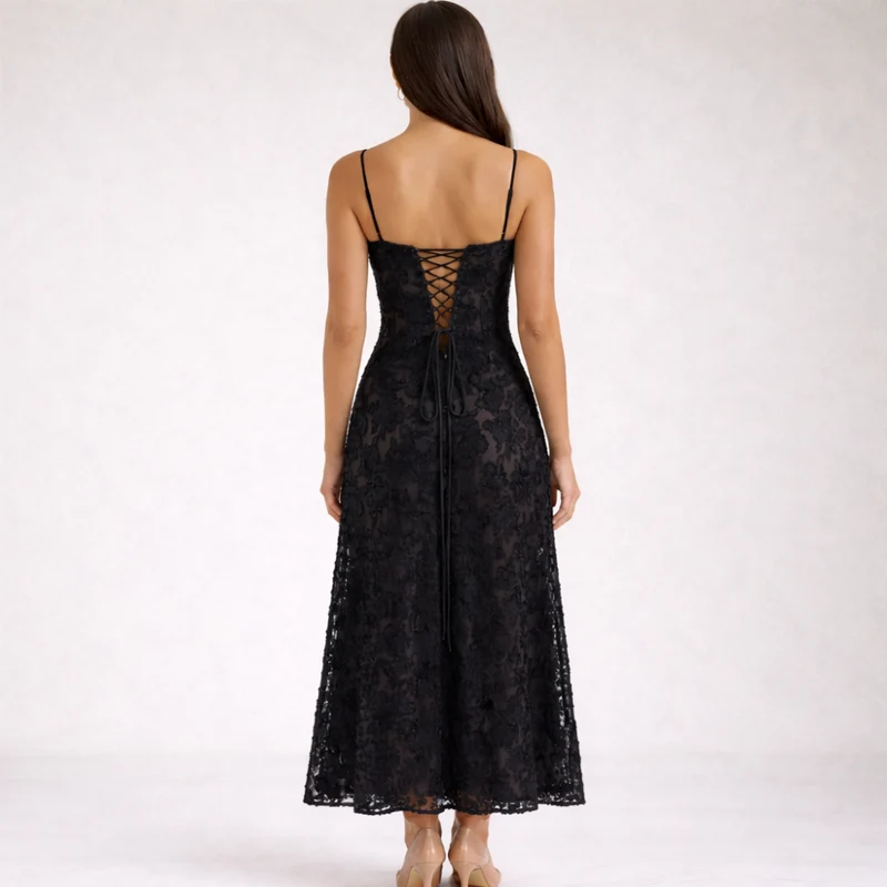 Damen Maxikleid mit Herz-Ausschnitt und Trägern