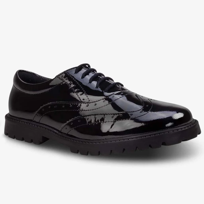 Term Sophia Brogue-Schuhe aus Lackleder für Kinder – Schwarz