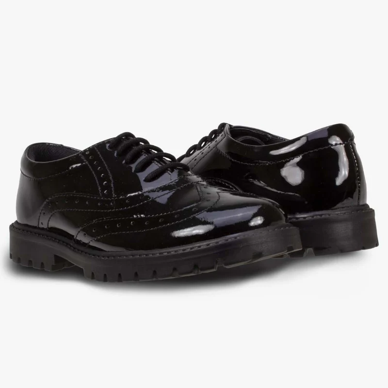 Term Sophia Brogue-Schuhe aus Lackleder für Kinder – Schwarz