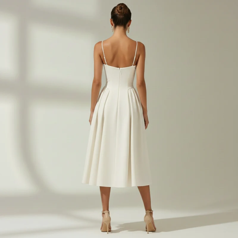 Damen Midikleid mit Blumenmuster und schmalen Trägern