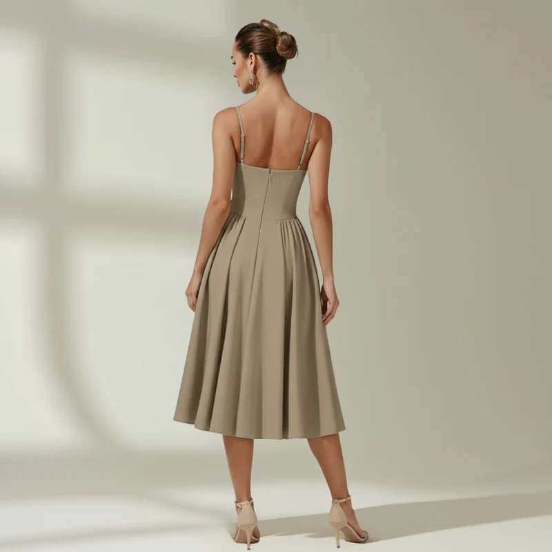 Damen Midikleid mit Blumenmuster und schmalen Trägern