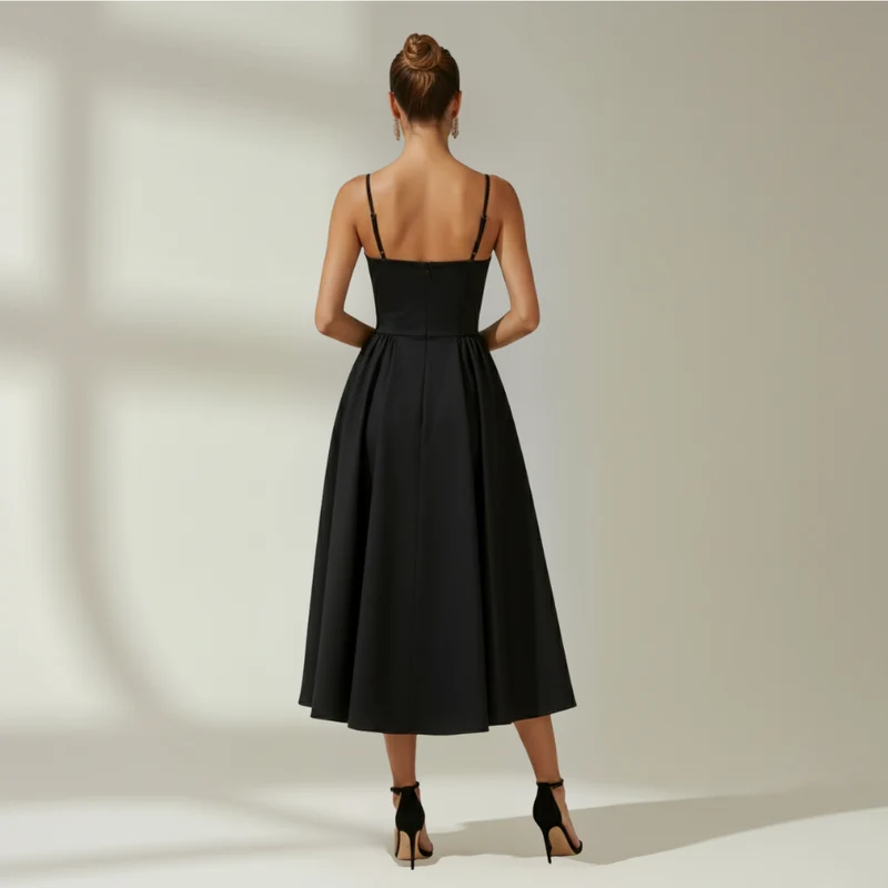 Damen Midikleid mit Blumenmuster und schmalen Trägern