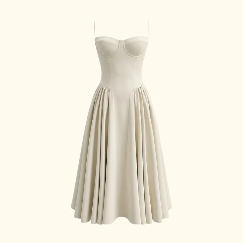 Damen Midikleid mit Blumenmuster und schmalen Trägern