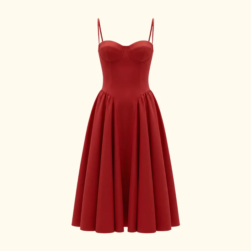 Damen Midikleid mit Blumenmuster und schmalen Trägern