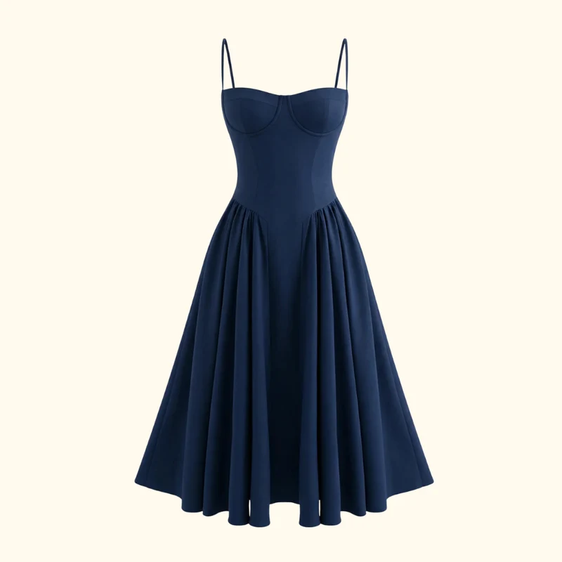 Damen Midikleid mit Blumenmuster und schmalen Trägern