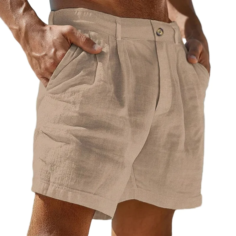Herren Shorts mit Faltenbund und Knopfverschluss