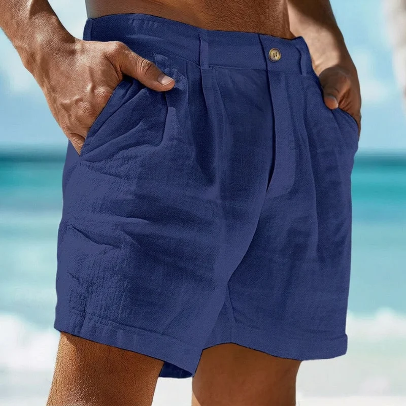Herren Shorts mit Faltenbund und Knopfverschluss