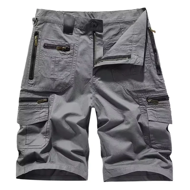 Herren Cargo Shorts mit Mehreren Taschen und Reißverschluss