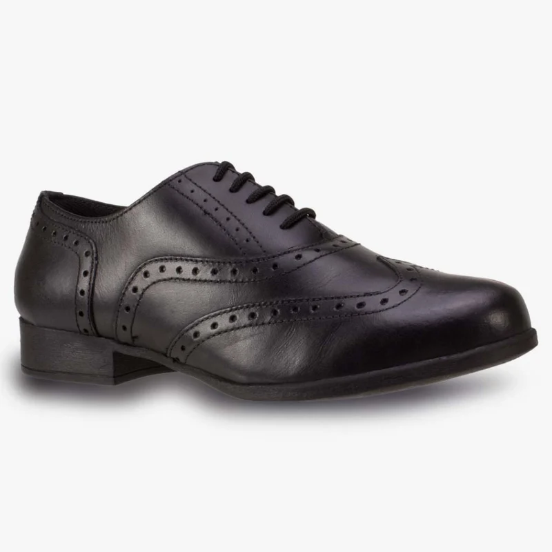 Term Bella Leder-Brogues für Kinder – Schwarz