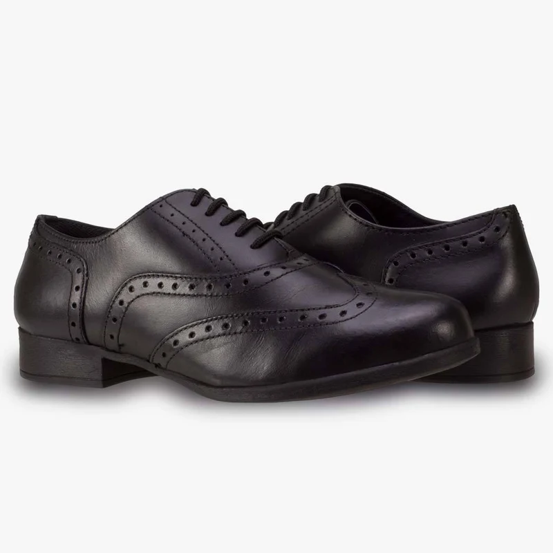Term Bella Leder-Brogues für Kinder – Schwarz