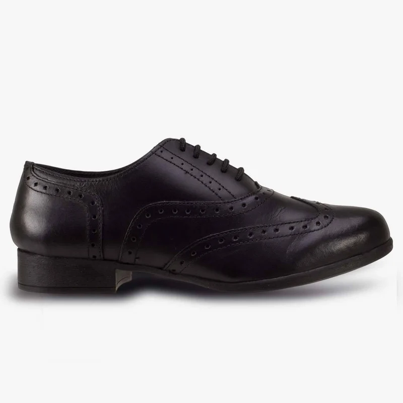 Term Bella Leder-Brogues für Kinder – Schwarz