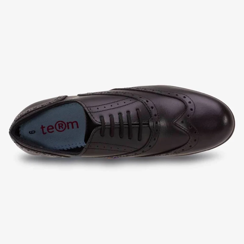 Term Bella Leder-Brogues für Kinder – Schwarz