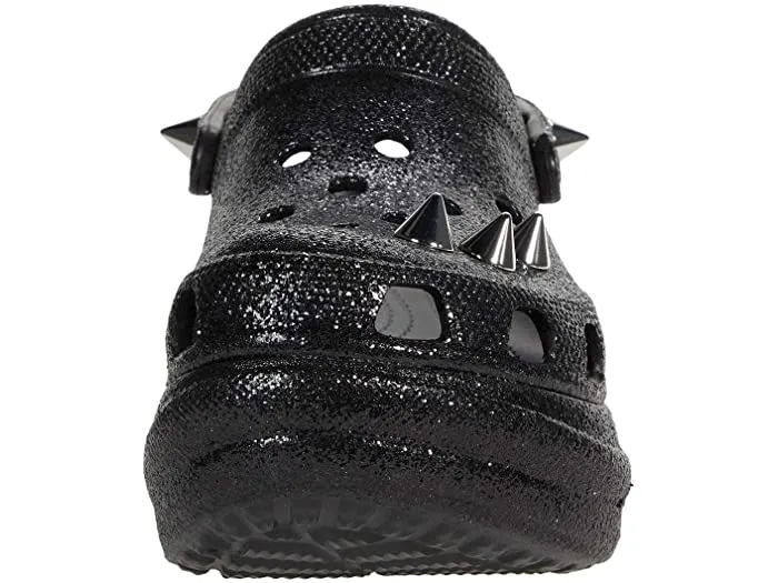 Crocs Unisex Classic Bae Nieten-Glitzer-Clog – Schwarz