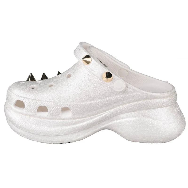 Crocs Unisex Classic Bae Nieten-Glitzer-Clog – Weiß