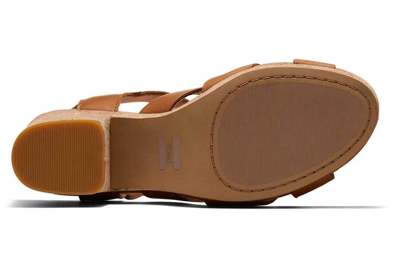 TOMS Damen Ava Sandale mit hohem Absatz – Hellbraun