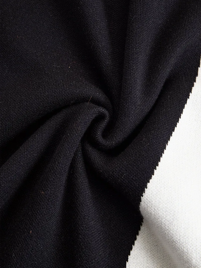 Damen Ein-Schulter Strickkleid in Midilänge mit Formgebenden Einsätzen