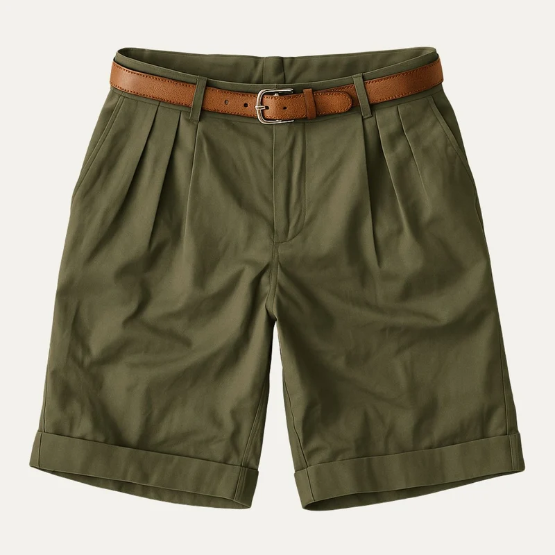 Herren Shorts mit Falten und Gürtel