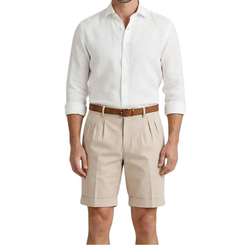 Herren Shorts mit Falten und Gürtel