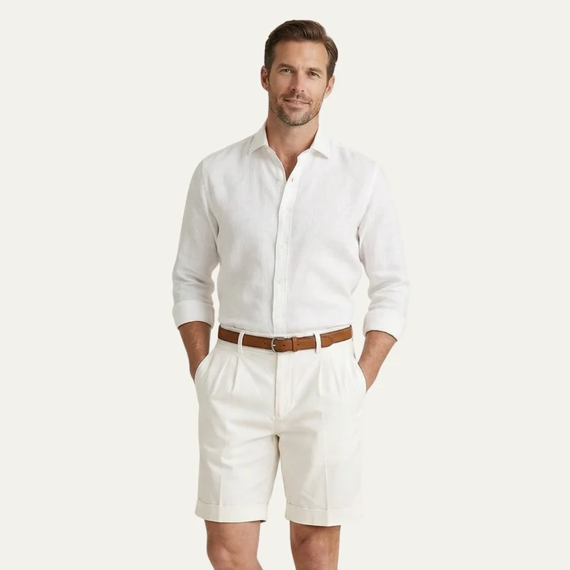 Herren Shorts mit Falten und Gürtel